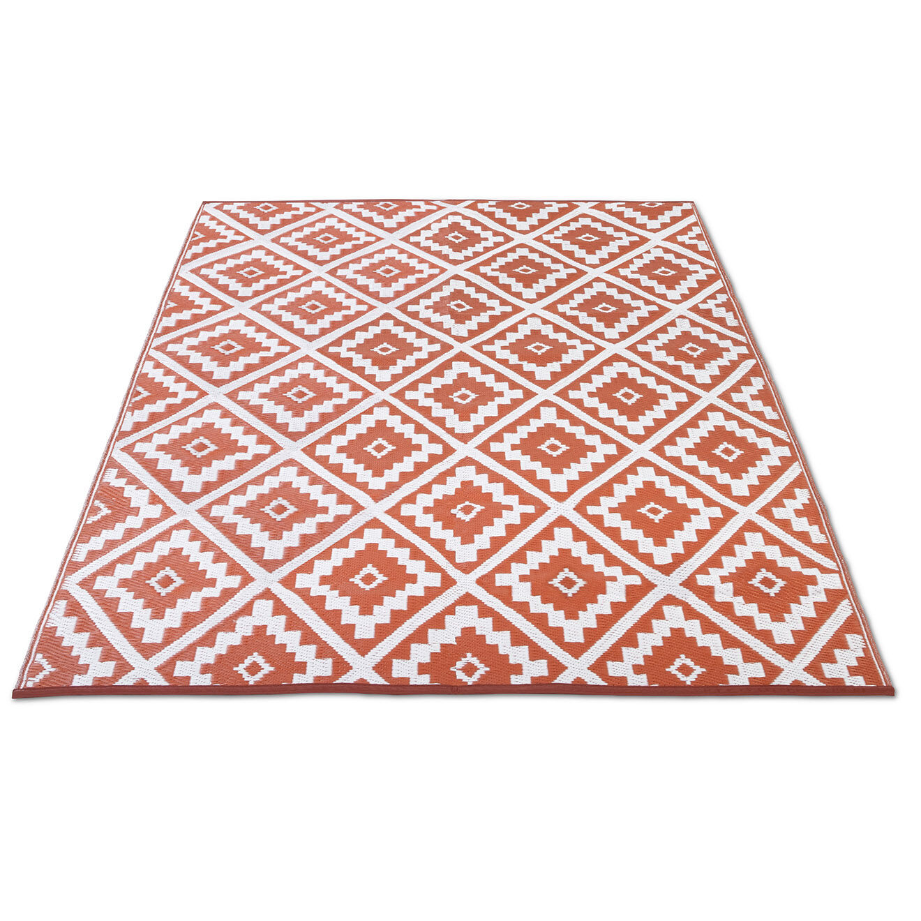 Inkazen Tapis extérieur rectangulaire Vahiné motifs losanges terrracotta - 120x180 cm