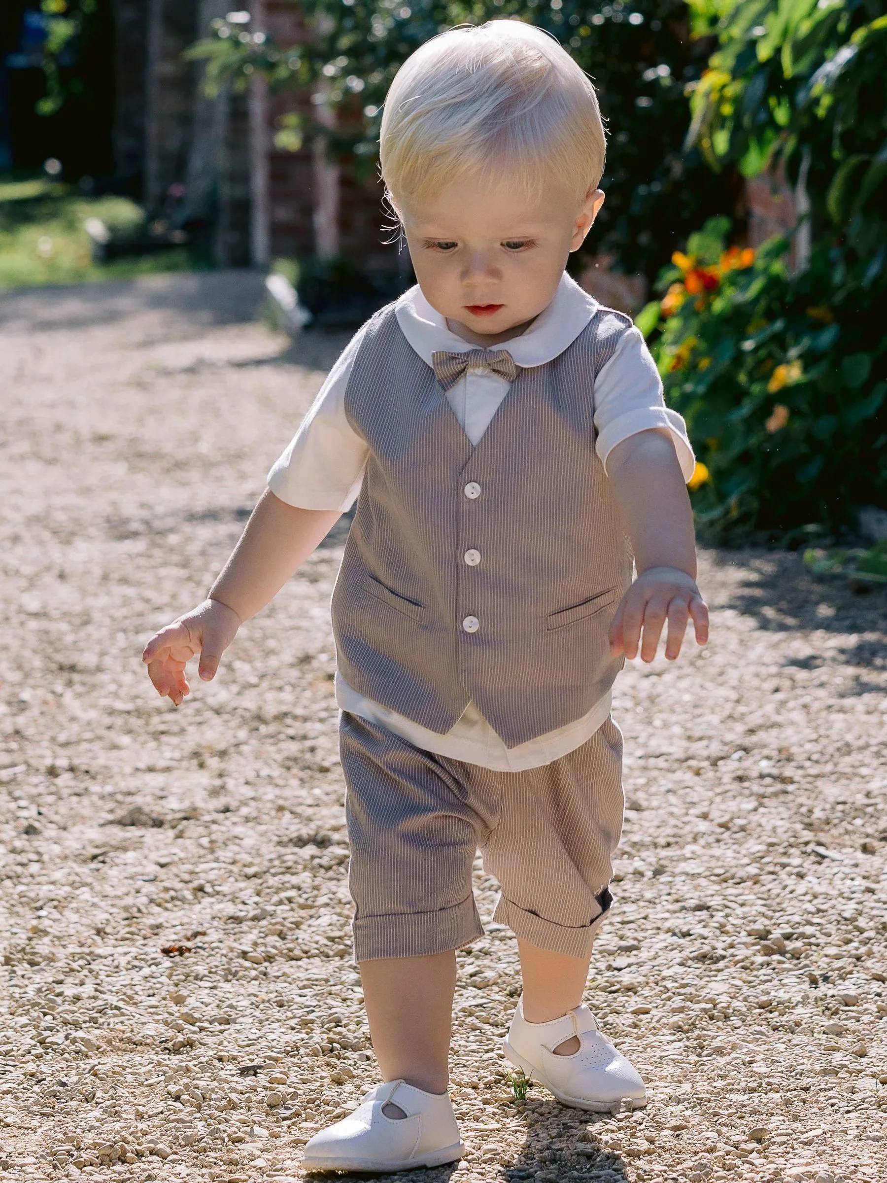 Emile Et Rose Natural 100-delige set van overhemd, gilet en short van 3 % katoen