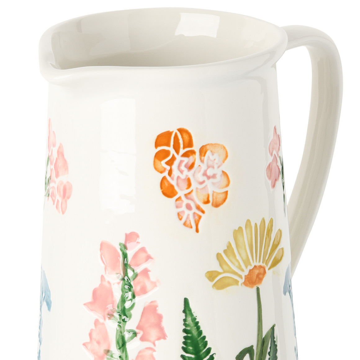 My Home Deko-Krug mit Blumen-Motiven weiss / bunt
