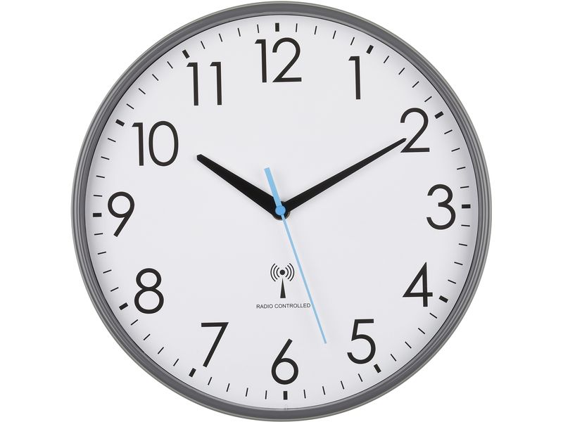 TFA Dostmann Funk-Wanduhr Grau Analoge Funkuhr
