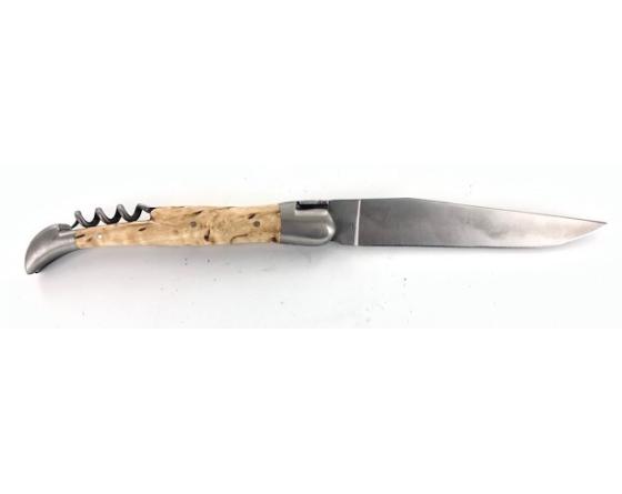 Laguiole Tradition 12 cm - 2 mitres - 2 pièces - Bouleau Madré Couteau de Poche Forge de Laguiole