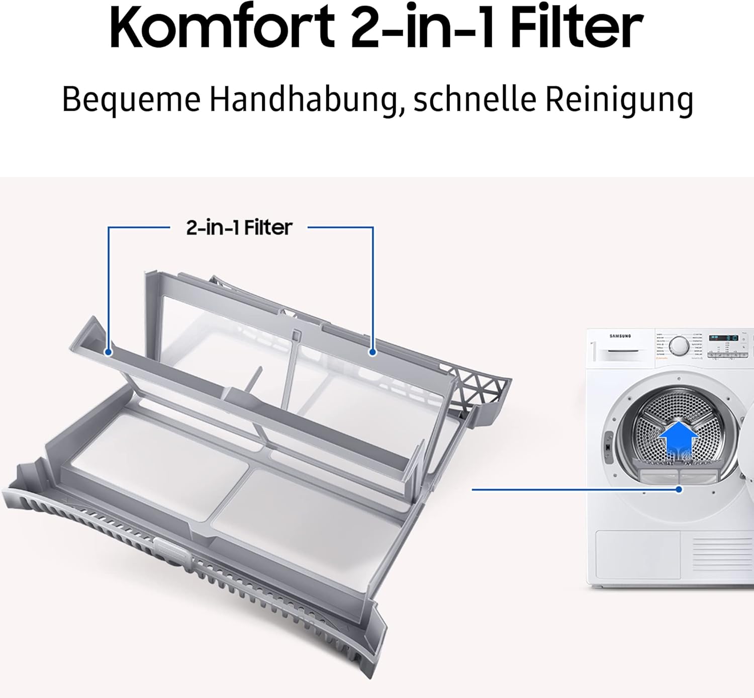 Samsung DV9EBBA245AEEG Bespoke Wärmepumpentrockner, 9 kg, Hygiene+, Optimal Dry, 2-in-1 Komfortfilter, Super Kurz 35', Weiß