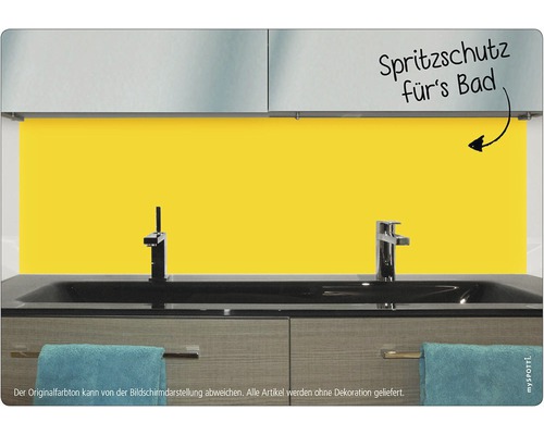Badkamer achterwand mySPOTTI aqua geel 90x45 cm