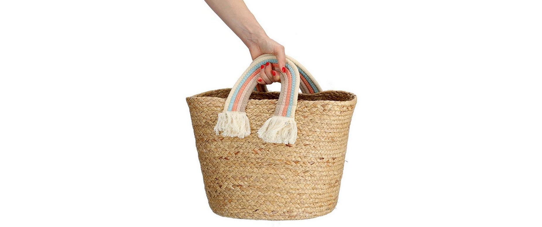 Spielzeugkorb Rainbow Natur Seegras 30 x 30 cmAufbewahrungskorb für Kinderzimmer