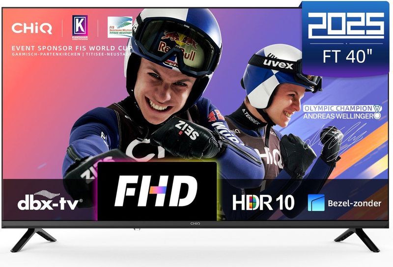 CHiQ - L40FT - Smart TV - 40 Inch - Full HD - Google TV - Randloos Metal Design - Dolby Audio
