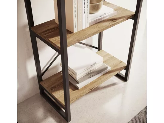 Etagère pour Salon Salle à manger en Pin Atlantique et Acier avec 55x30x138cm Factory E
