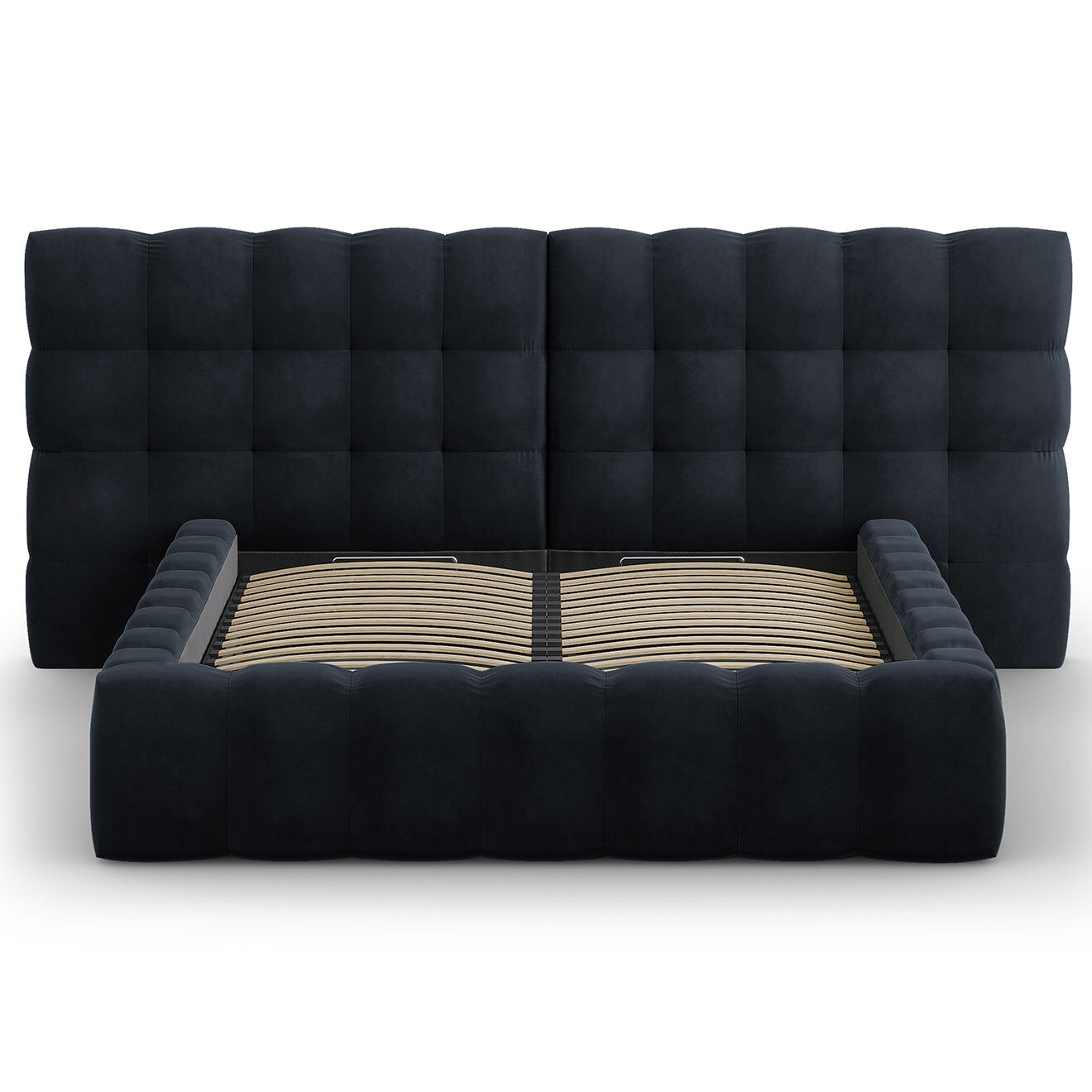 Cosmopolitan Design Lit avec coffre de rangement Bali Velours bleu foncé - 160x200 cm