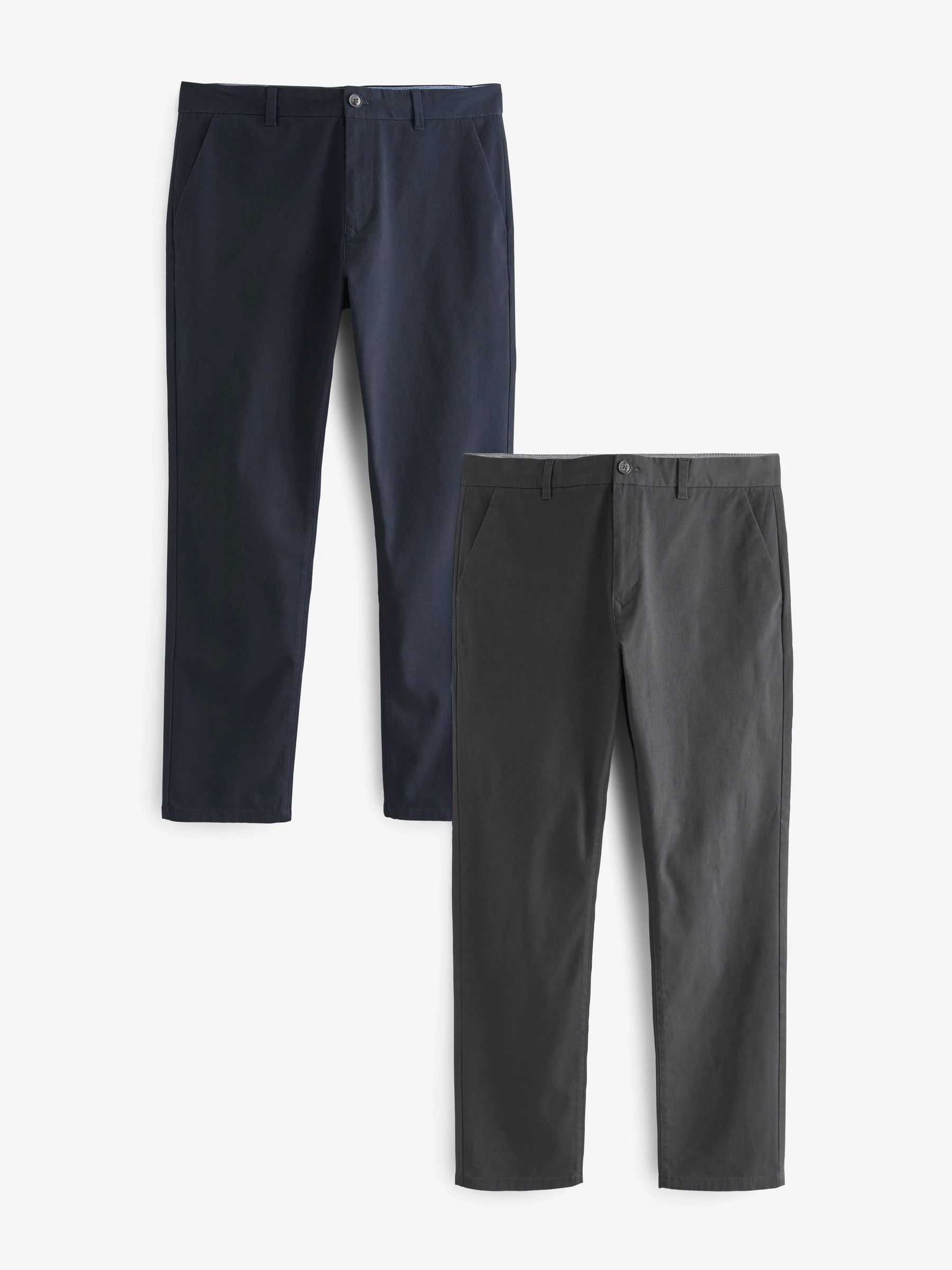 Marineblauw/grijs antraciet - Slim Fit - Stretch chino's verpakking van 2