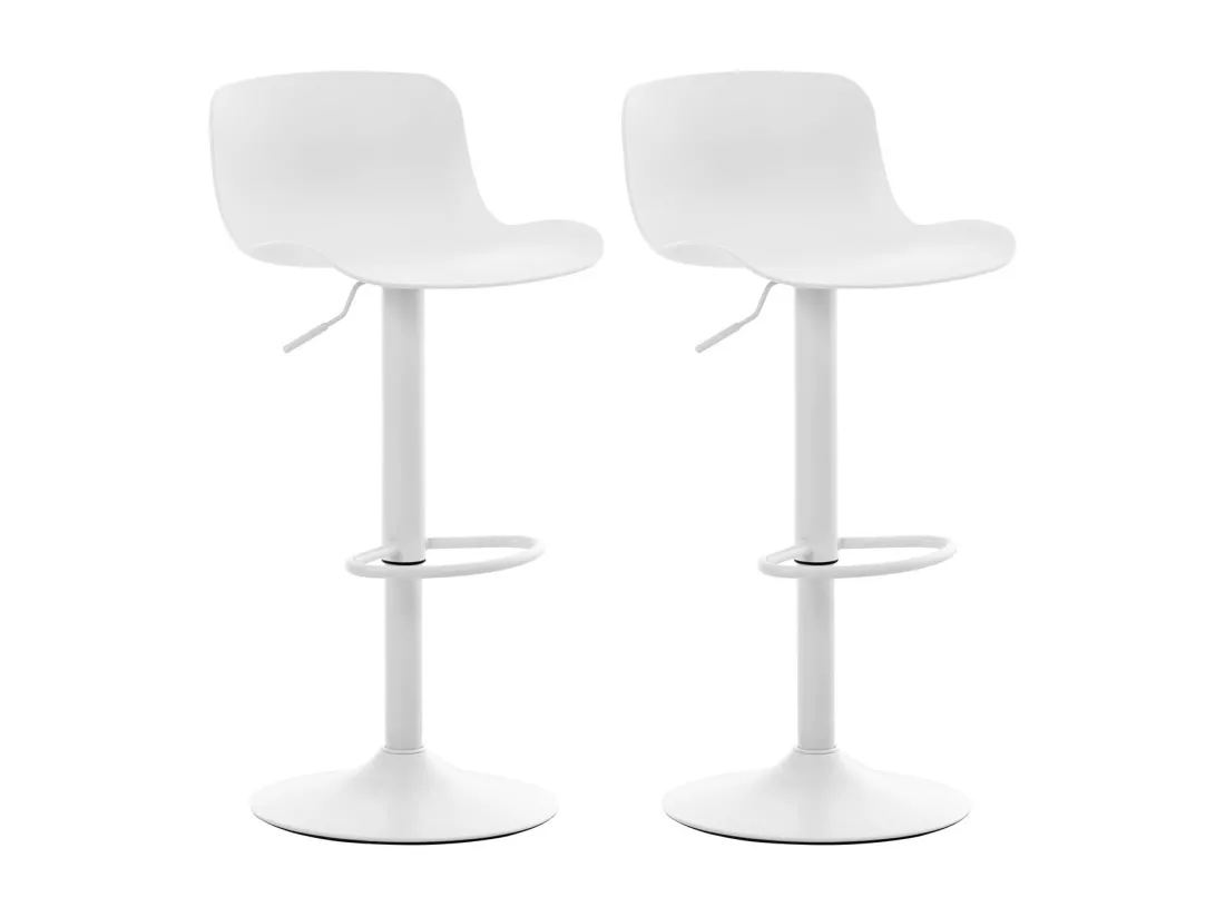 Lot de 2 Tabouret de bar - Plastique & Chrome - Blanc - Almada