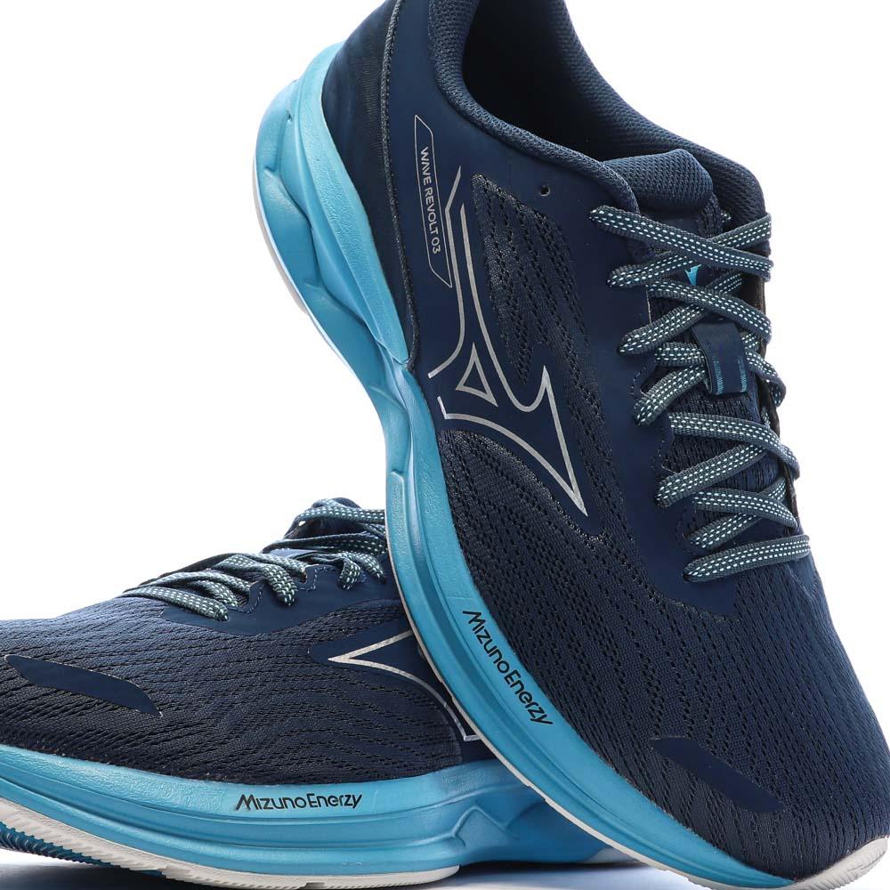 Mizuno Chaussures de running Marine/Turquoise Homme Mizuno Wave Revolt 3