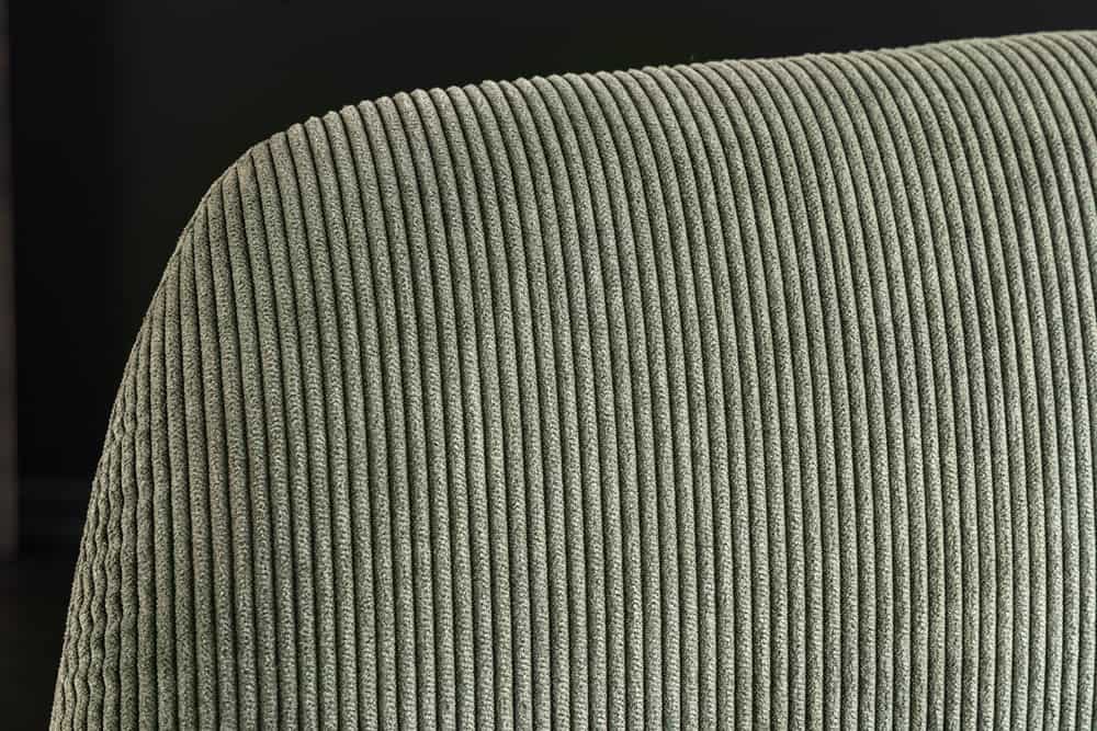 Design Stuhl MUSTANG grün Cord mit Armlehne schwarz Metallgestell