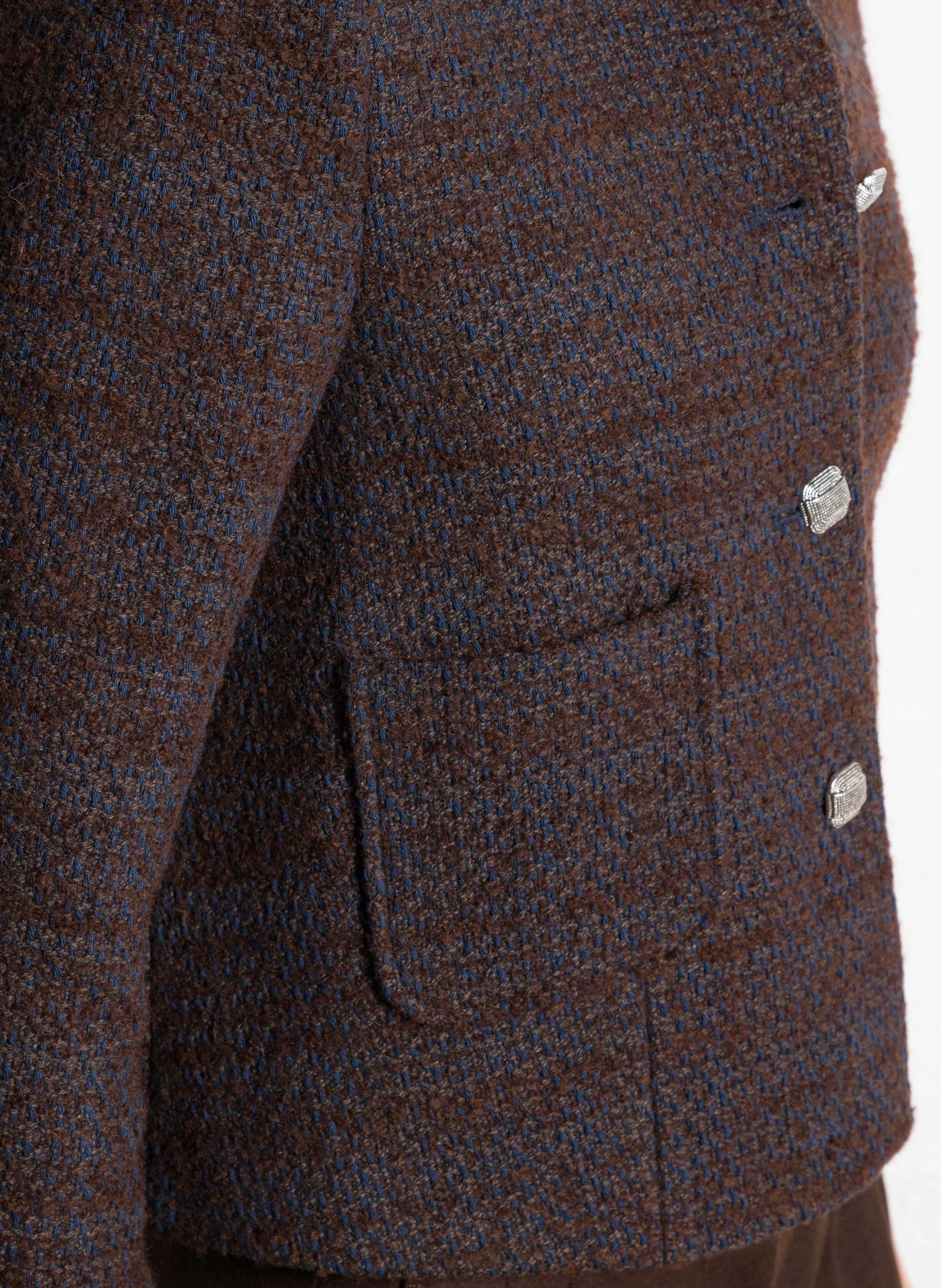 BAGO - Veste droite col montant en coton mélangé | Marron