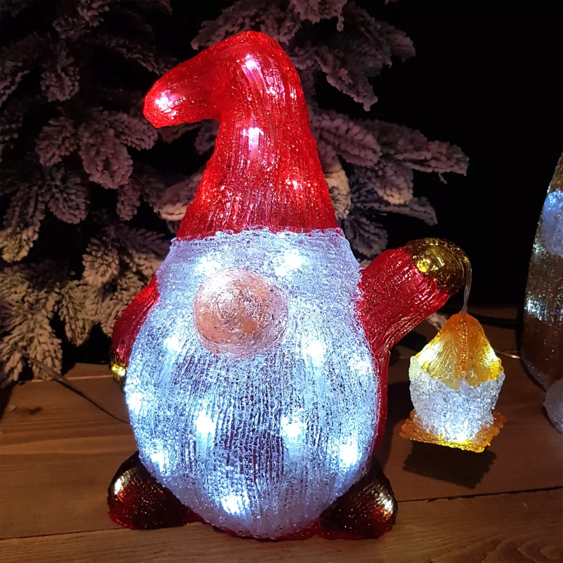 Père Noël lumineux à piles 40 LED (H29 cm) Atchoum Blanc froid