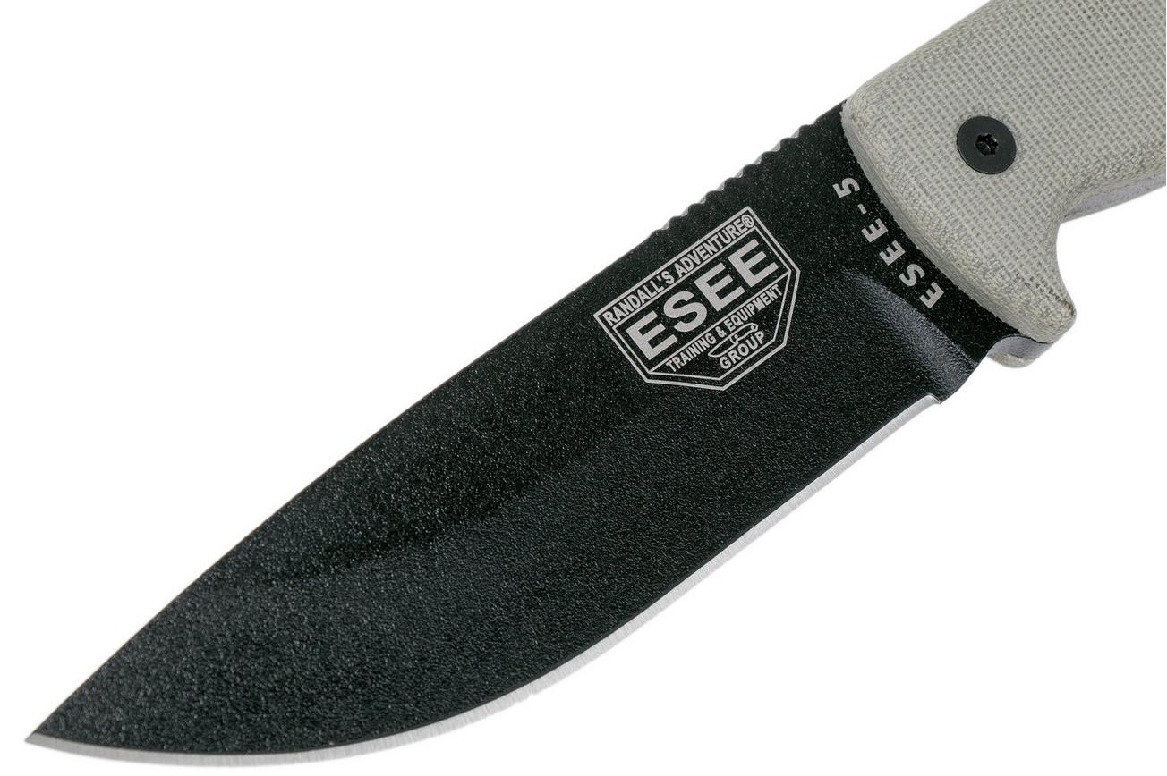 ESEE Model 5 black blade, desert tan handle 5P-BK met kydex schede   riemclip