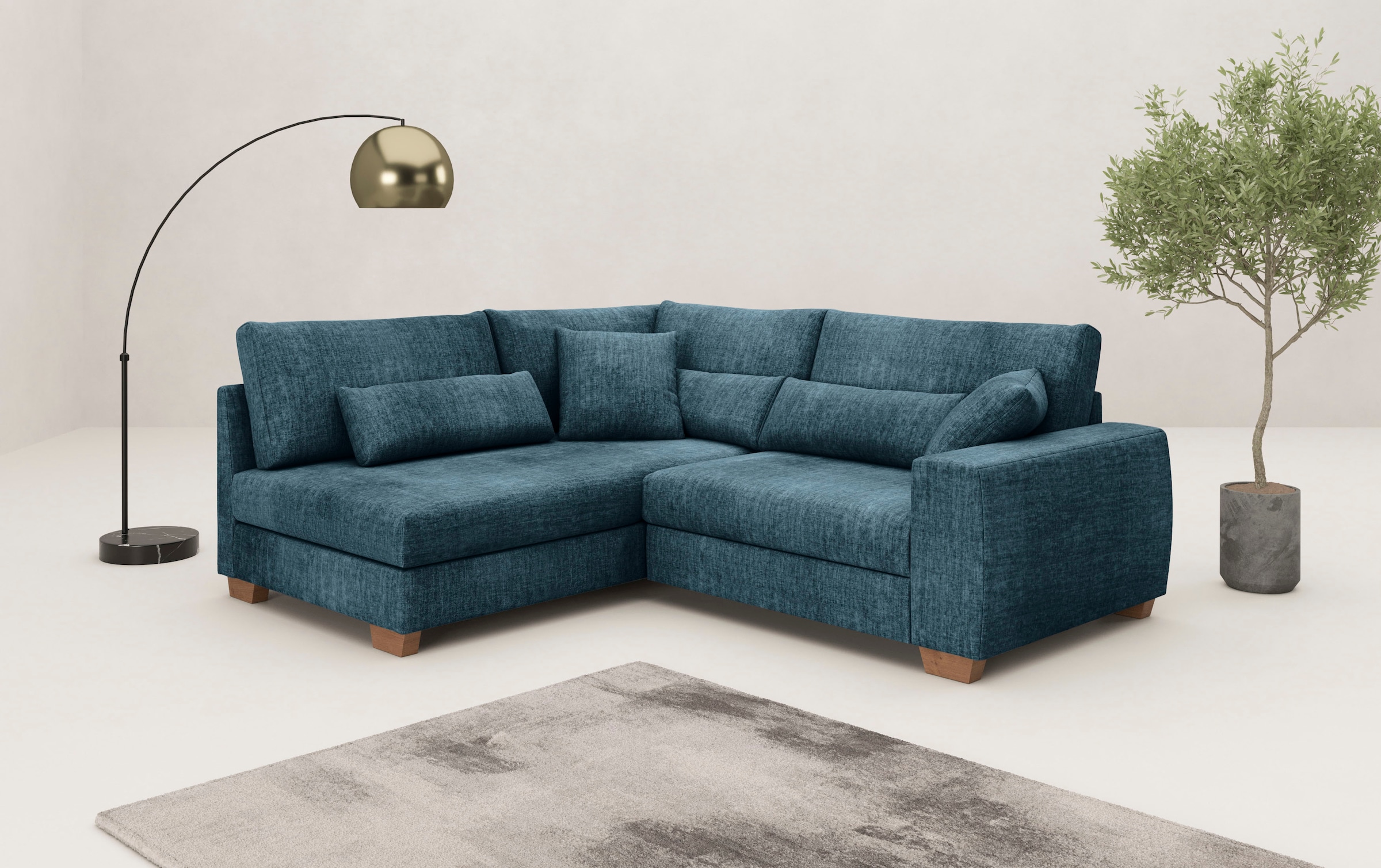 Mr. Couch Ecksofa »Hilla L-Form« Mit Federkern, wahlweise mit Bettfunktion und Taschenfederkern