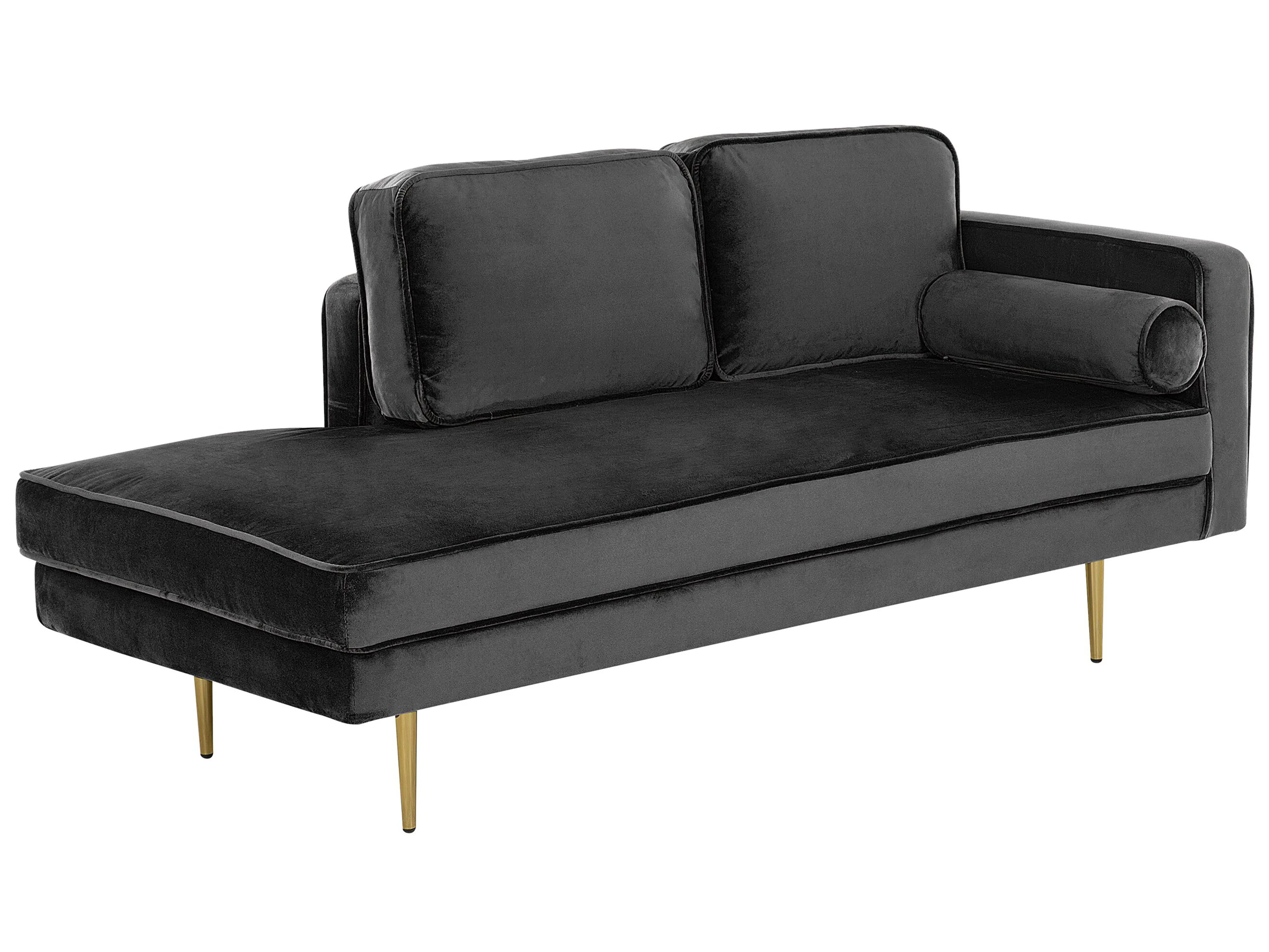 Rechtszijdige chaise longue MIRAMAS Fluweel Zwart