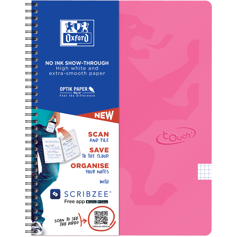 Oxford Touch Spiralheft, A4, kariert 5 mm, pink