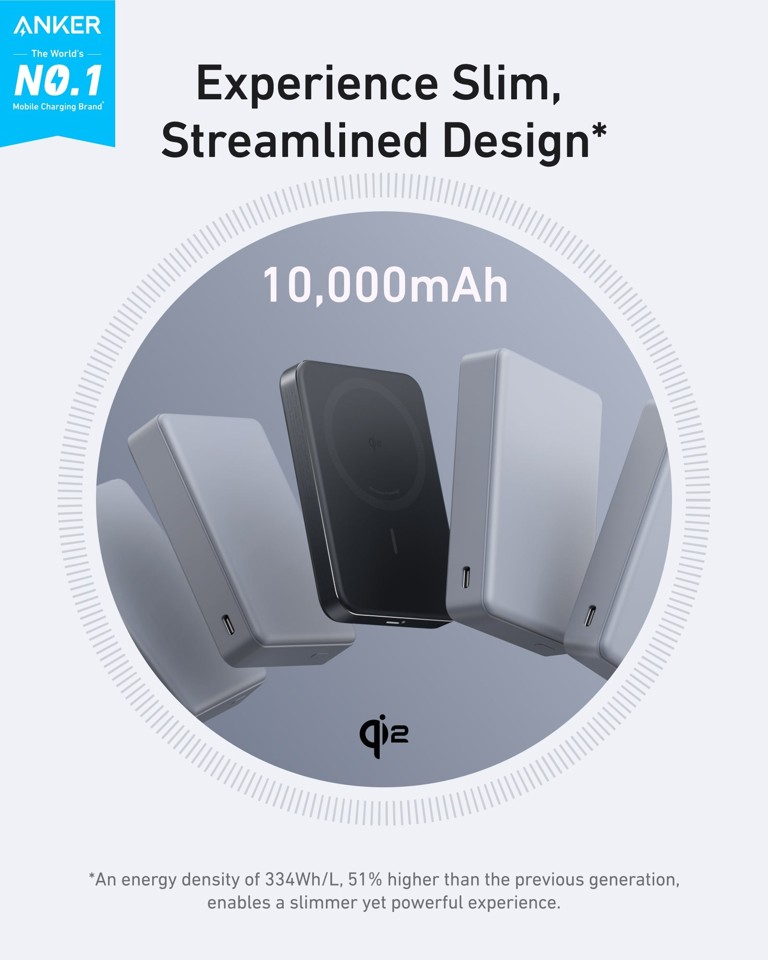 Anker - MagGo Power Bank (10K, Magnetic Wireless) Black 1