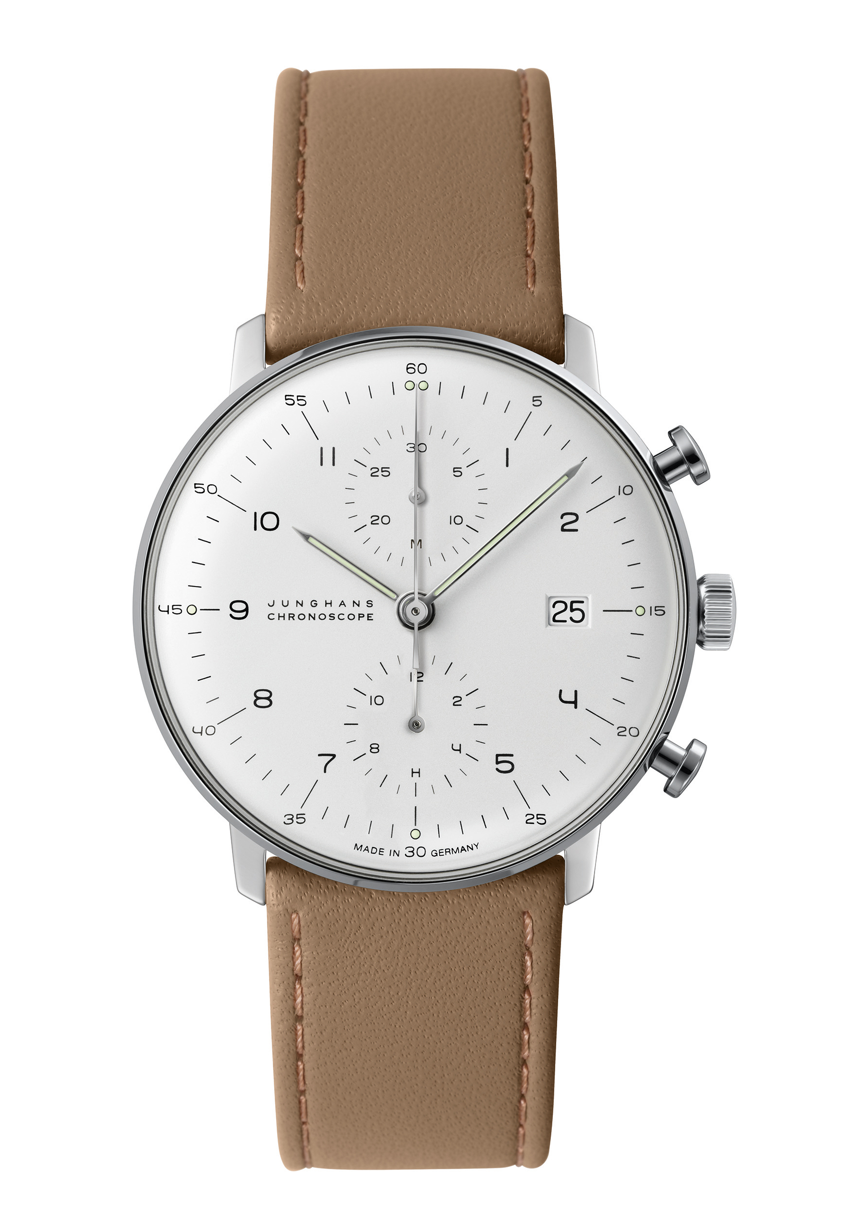 Junghans Max Bill Chronoscope Saphir Herrenuhr Braun