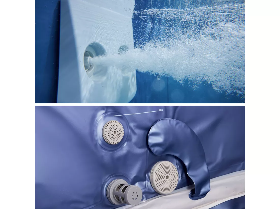 Spa rigide 6 places hydromassages. 4 coussins + 8 filtres + bâche incluse. OSLO SAPPHIRE. L 160 x P 160 x H 65 cm