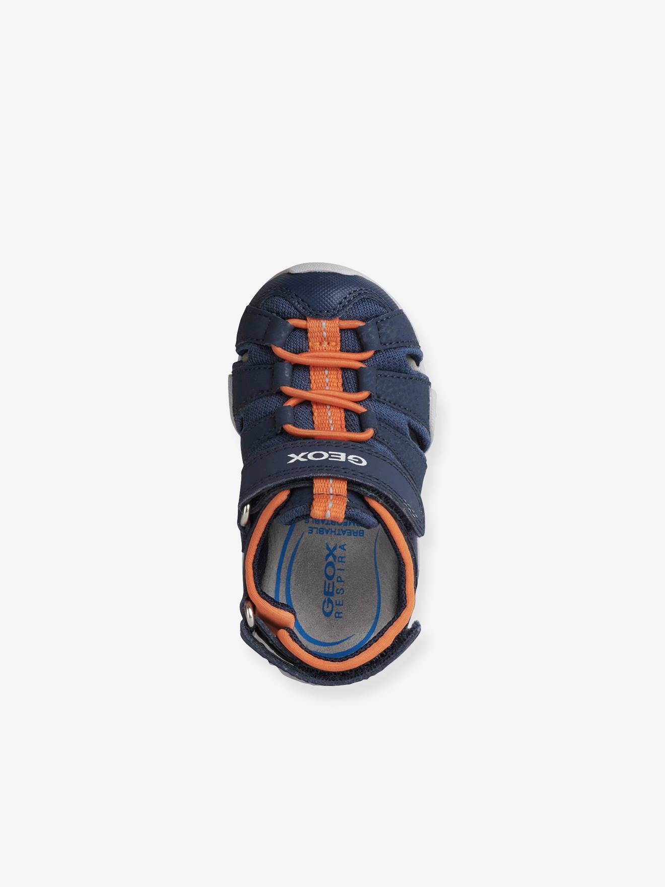 Sandálias infantis Kraze A GEOX®, azul-escuras, lisas com estampas.