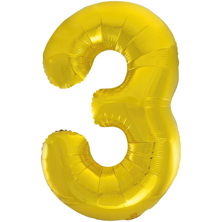 3 Jaar Cijfer Ballon Goud Leeg 86cm