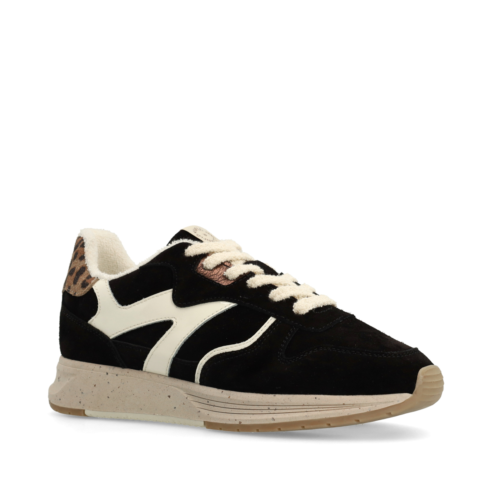 Zwarte suède sneakers met details