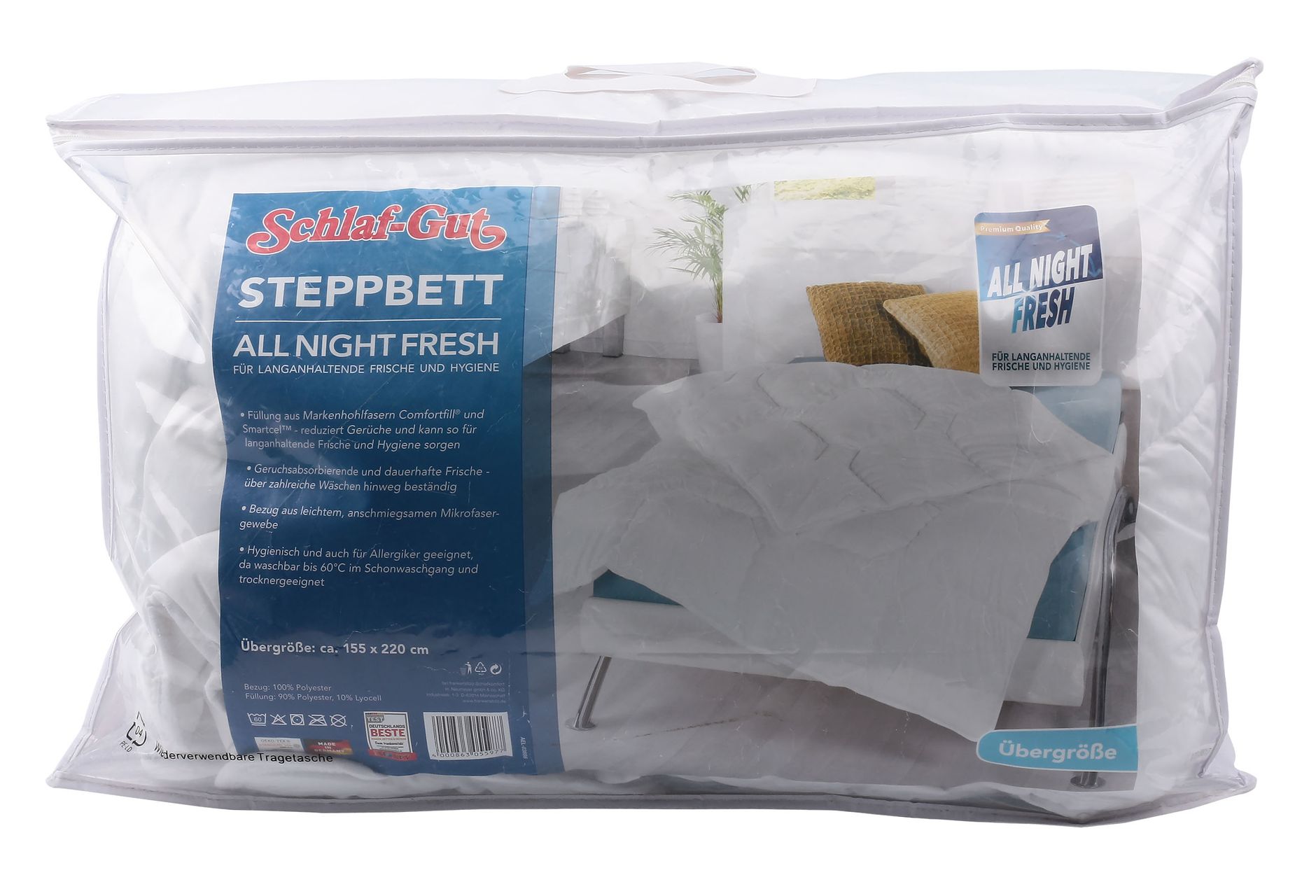 Steppdecke Steppbett Bettdecke 155x220 ALL night fresh allergiker geeignet
