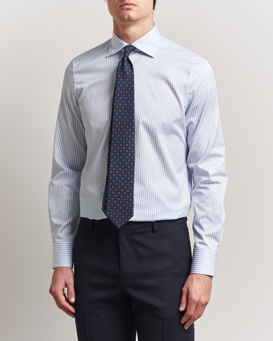 Stenströms 1899 Slim Striped Cotton Twill Shirt Blue/White