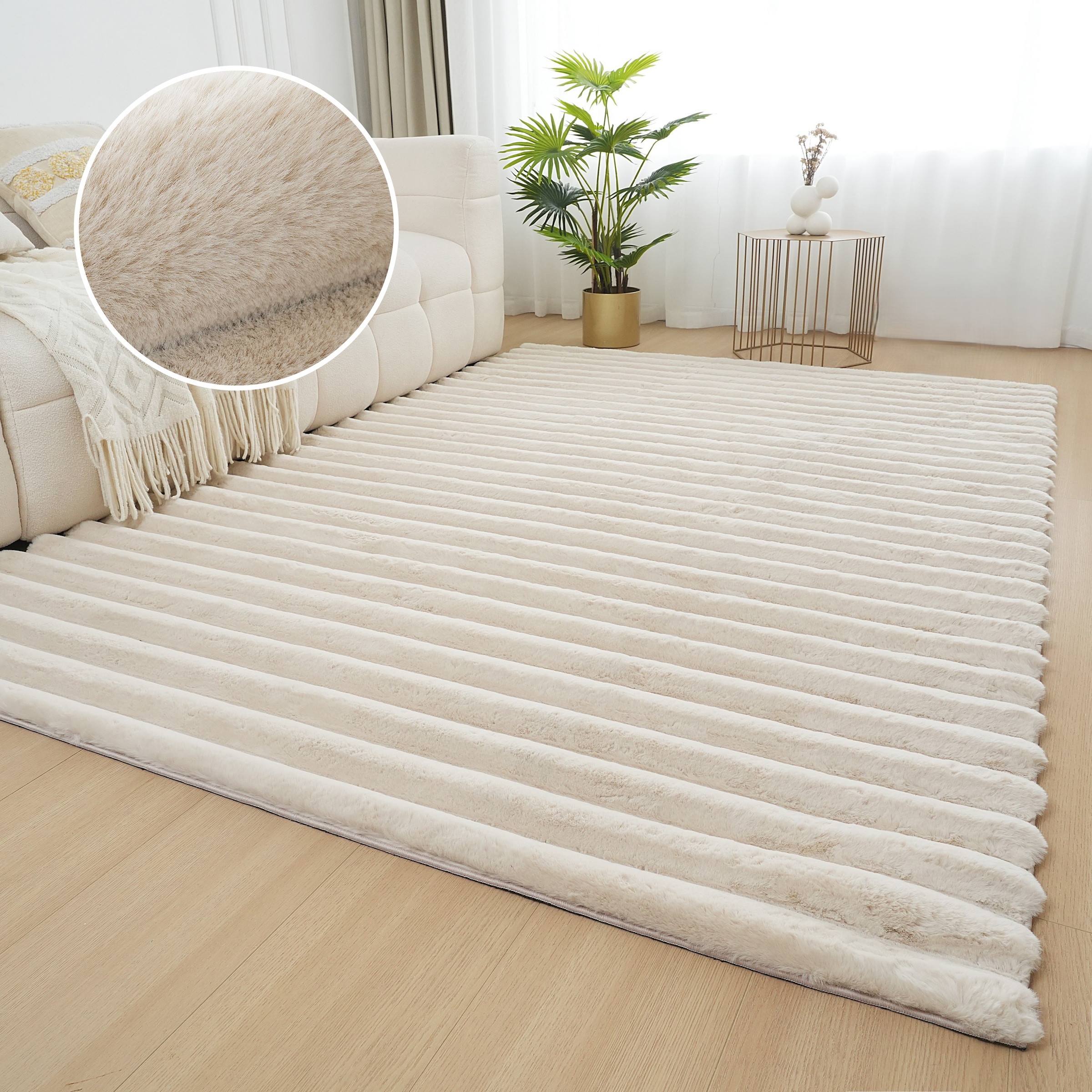 my home Teppich »Melanie, Kunstfellteppich, besonders weich, Hoch-Tief-Effekt« rechteckig 28 mm Höhe Kaninchenfell Optik, Wohnzimmer, Schlafzimmer, auch als Läufer
