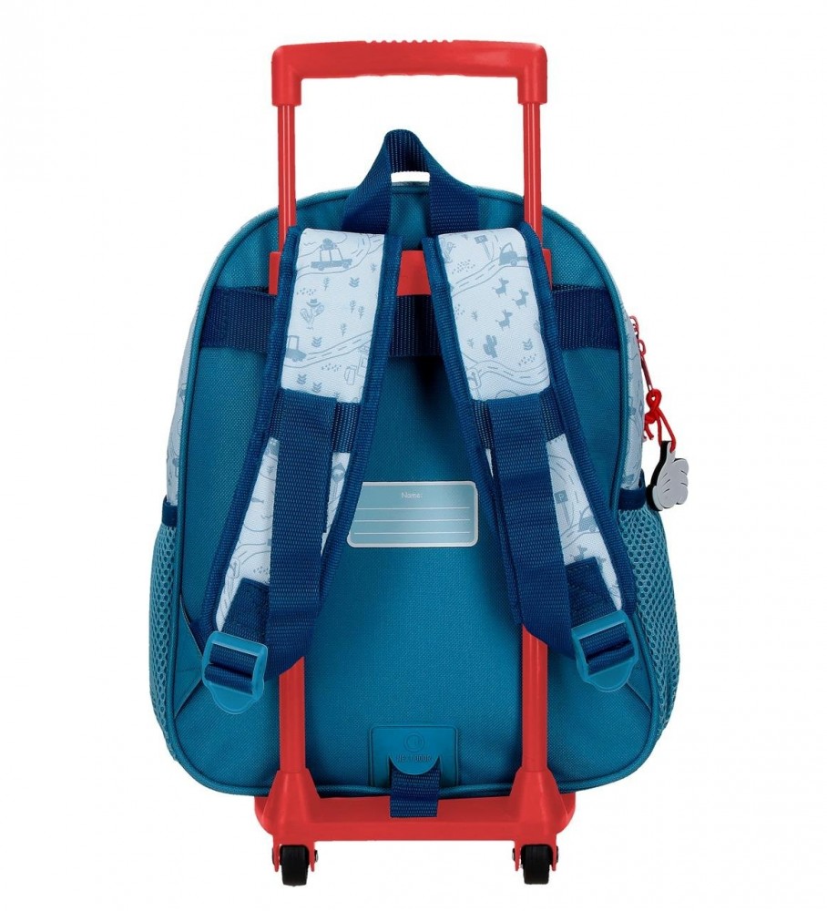 Mochila Disney Mickey Road Trip 33cm com Rodas Azuis