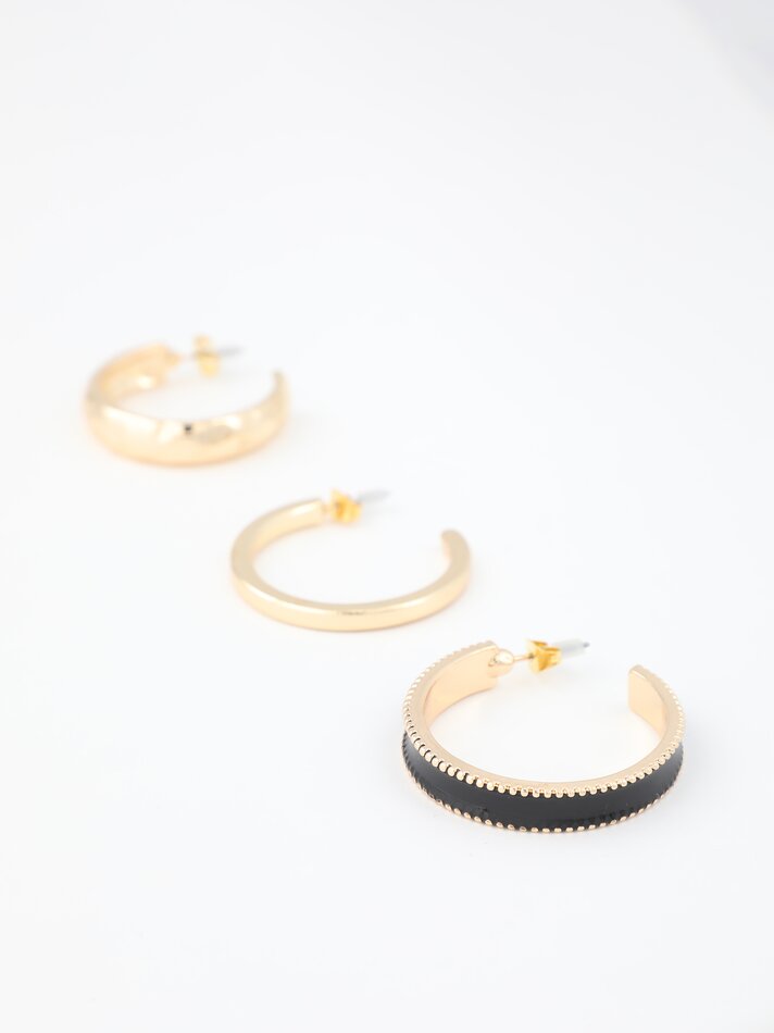 Conjunto de 3 brincos de argola - Dourado