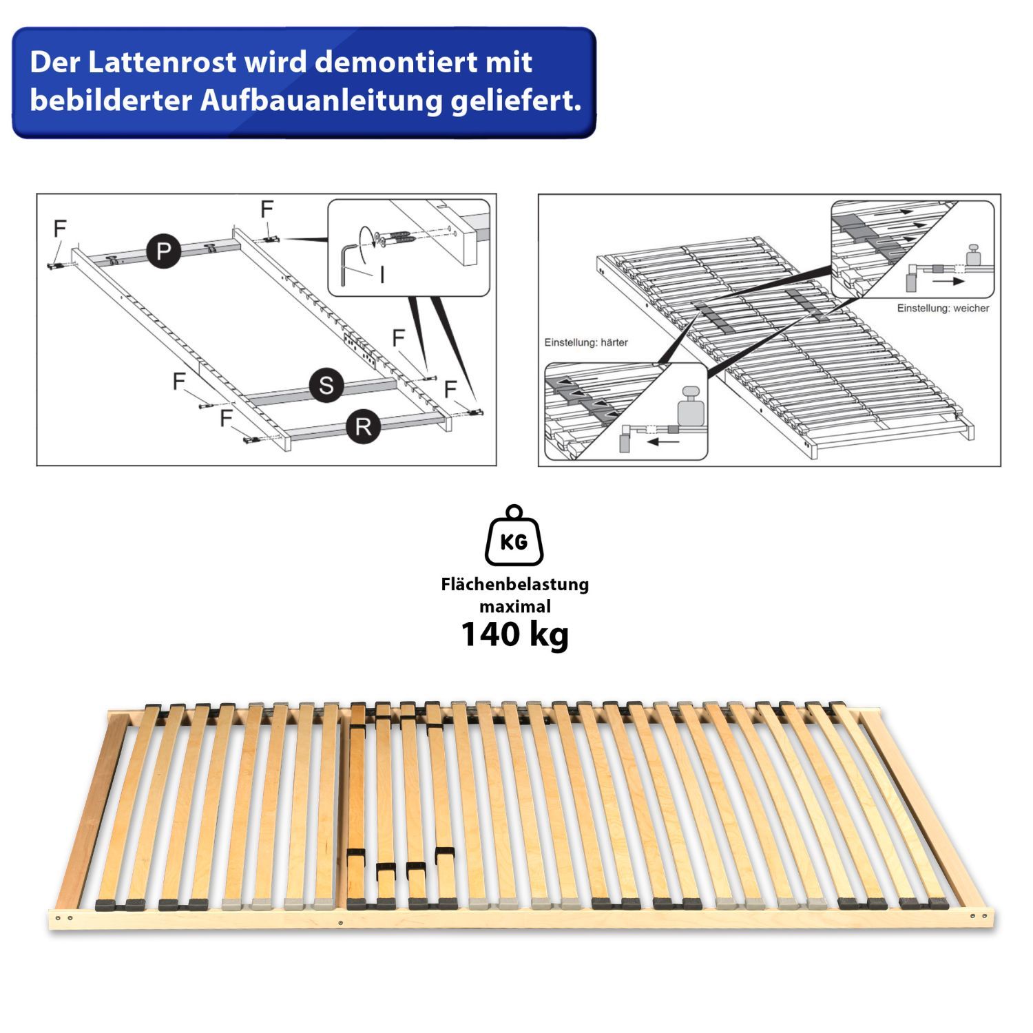 Coemo BASIC Lattenrost KURZ 100x190cm starr nicht verstellbar