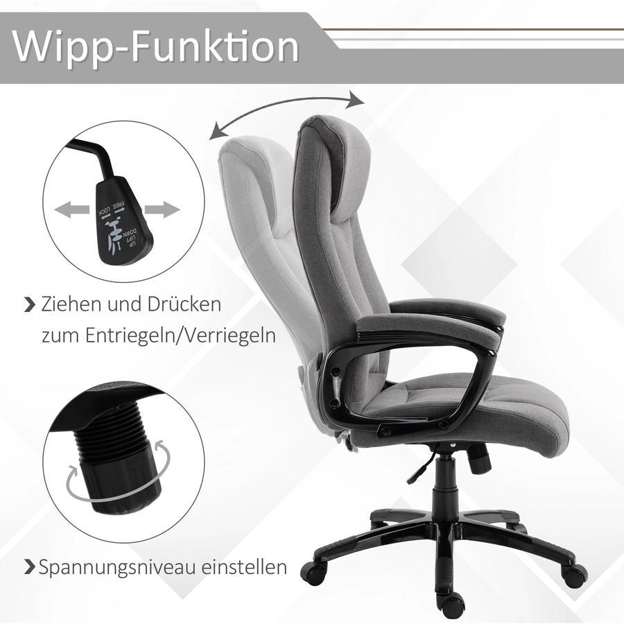 Vinsetto Bürostuhl mit Massagefunktion grau