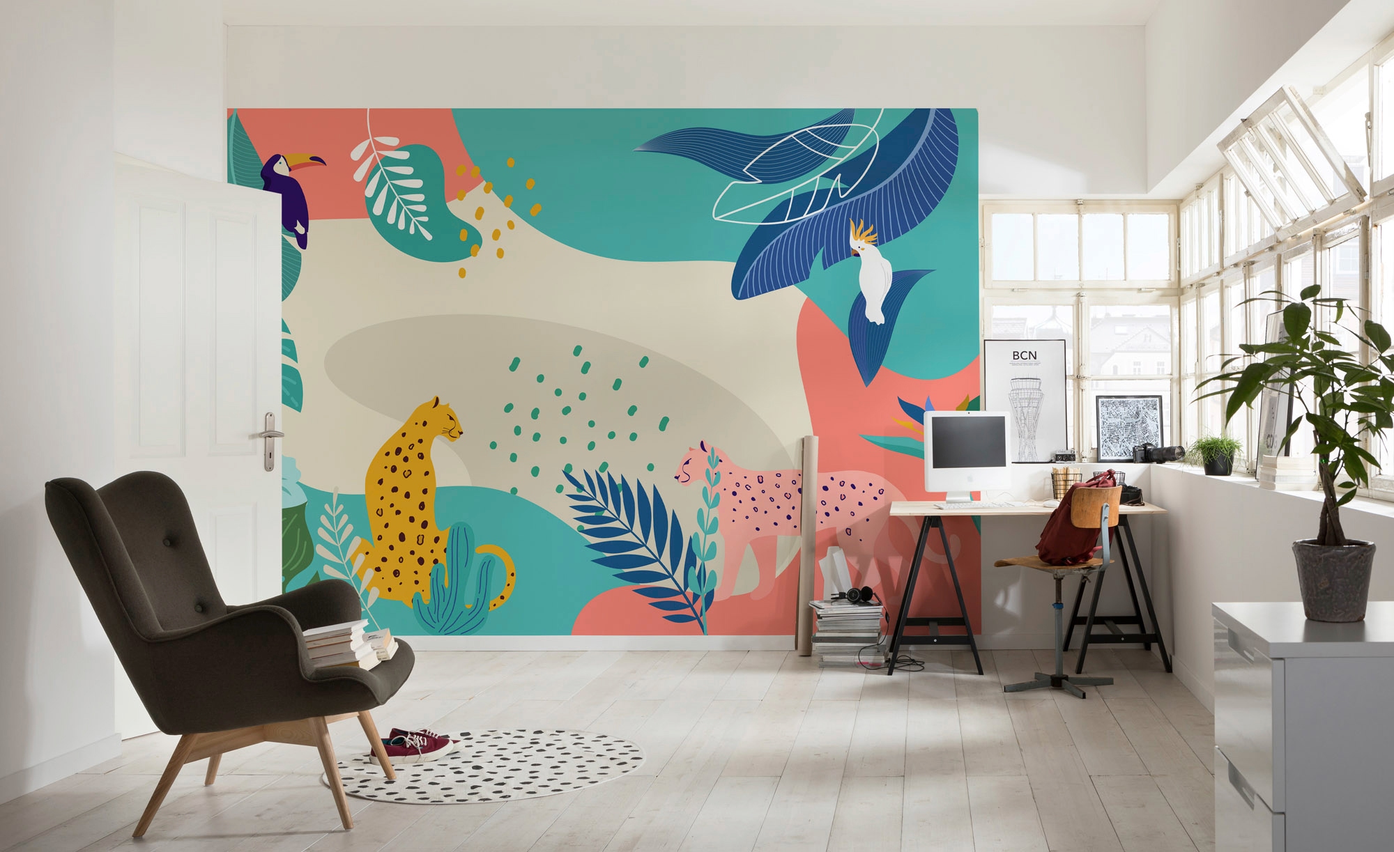 Komar Vliestapete »Digitaldruck Vlies -  Jungle Rendezvous - Grösse 400 x 280 cm« bedruckt glatt Kinderzimmer