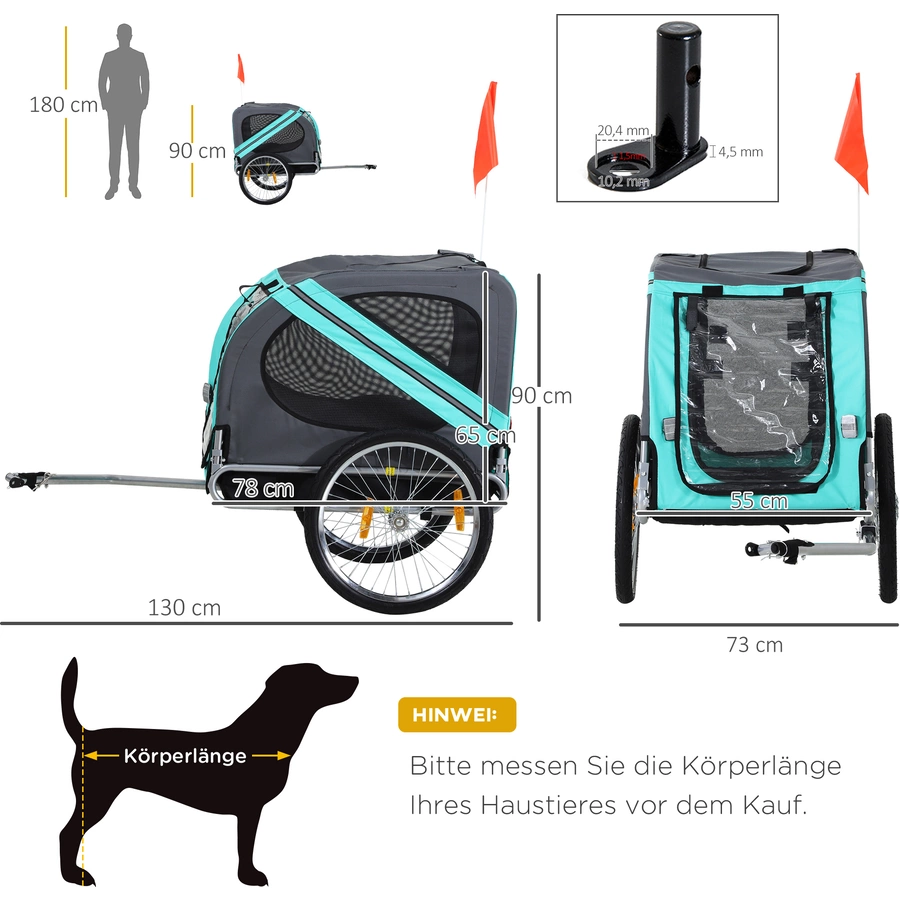 PawHut Fahrradanhänger für Hunde grün