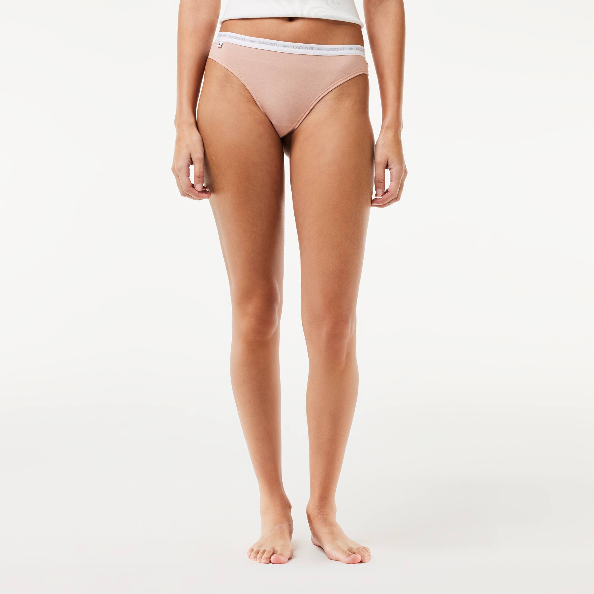 Lot de 3 strings siglées en coton stretch Culottes & bas - Noir - Lacoste - Femme