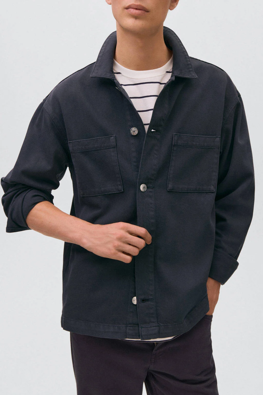MANGO TEEN overshirt donkerblauw