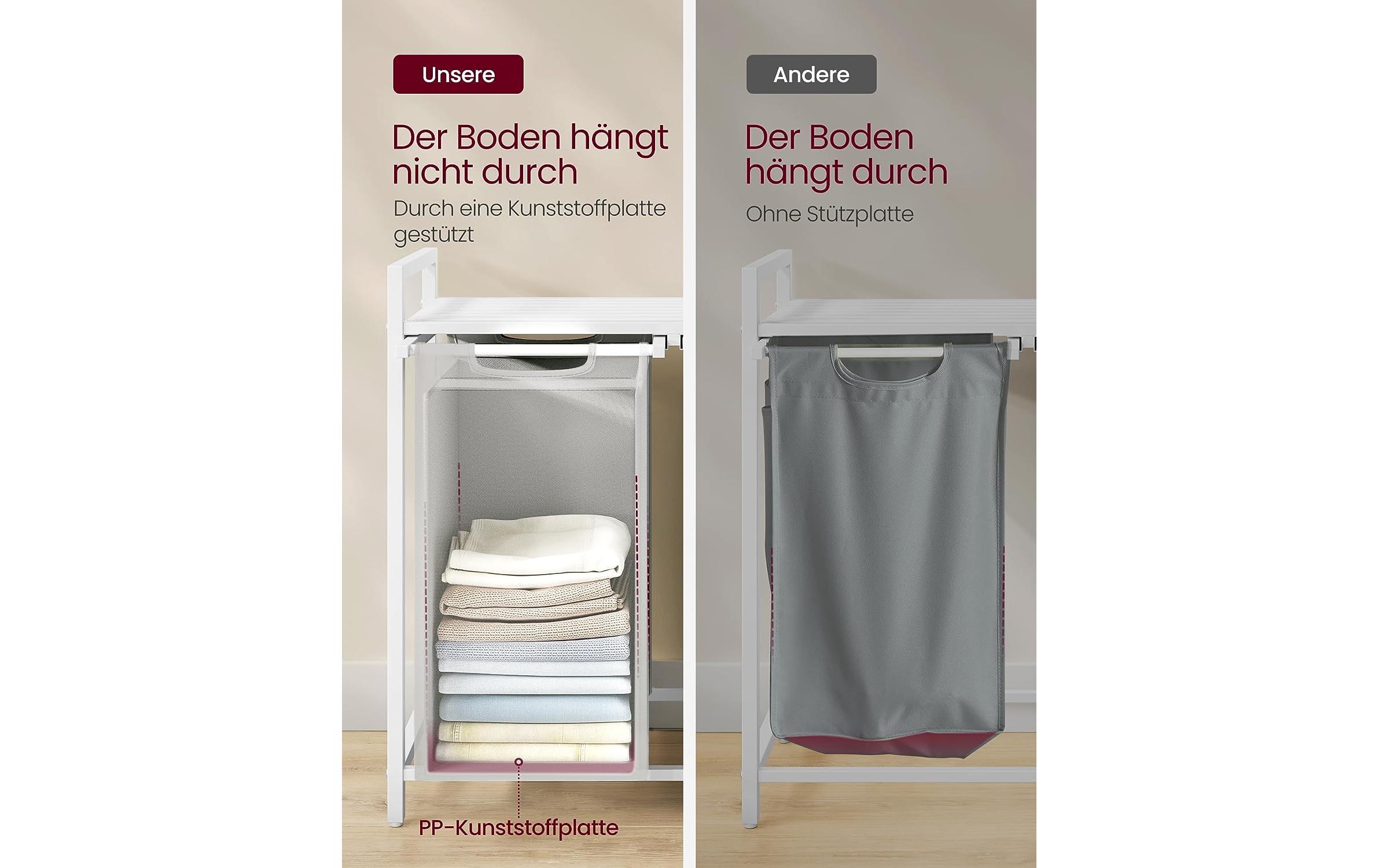 Wäschekorb mit Ablage 2 x 46 l, Grau/WeissWäschesammler