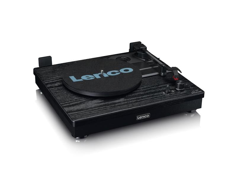 Lenco Plattenspieler LS-101BK Schwarz Plattenspieler aus Holz mit Riemenantrieb