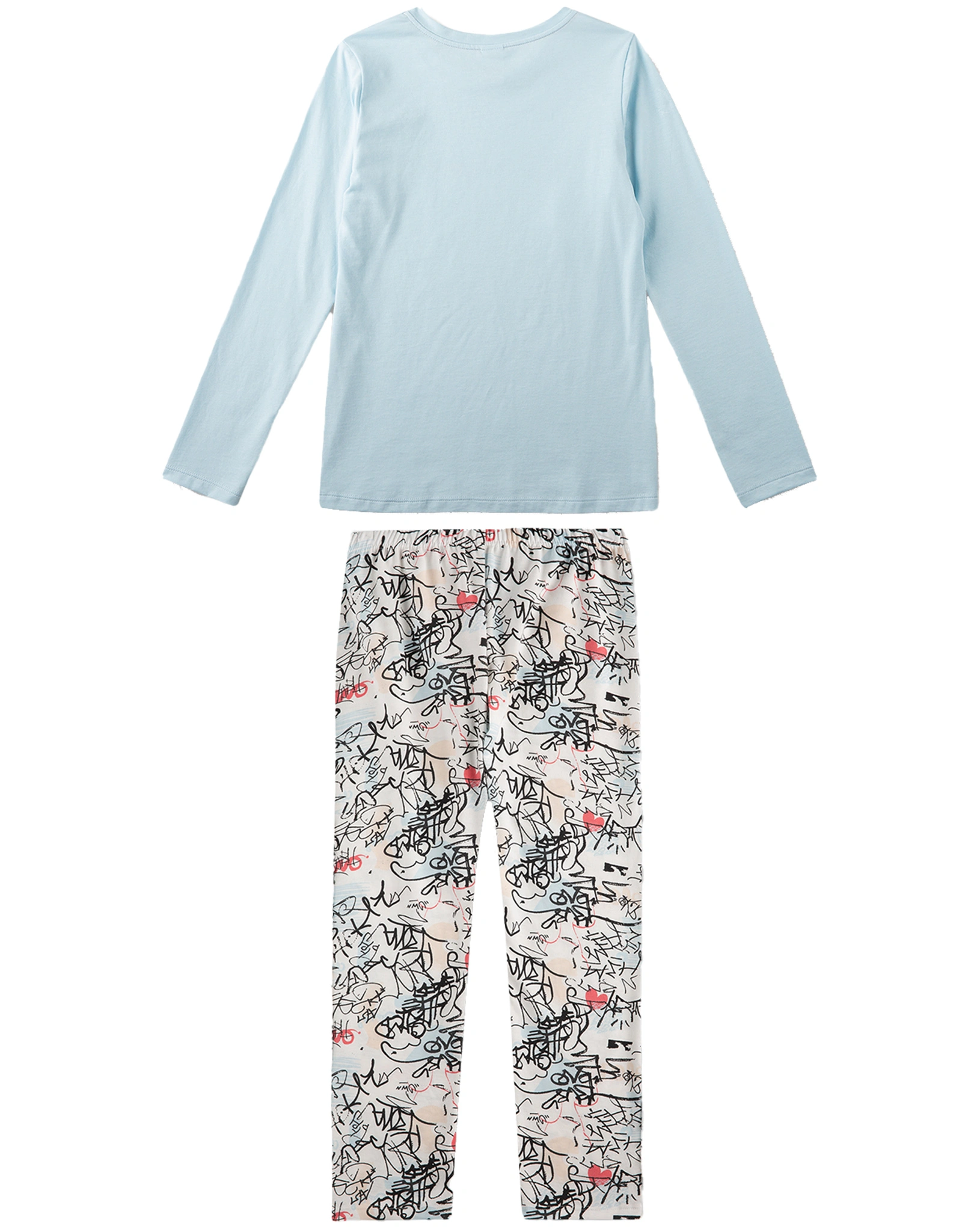 Schlafanzug STAY AWESOME lang in sky blue