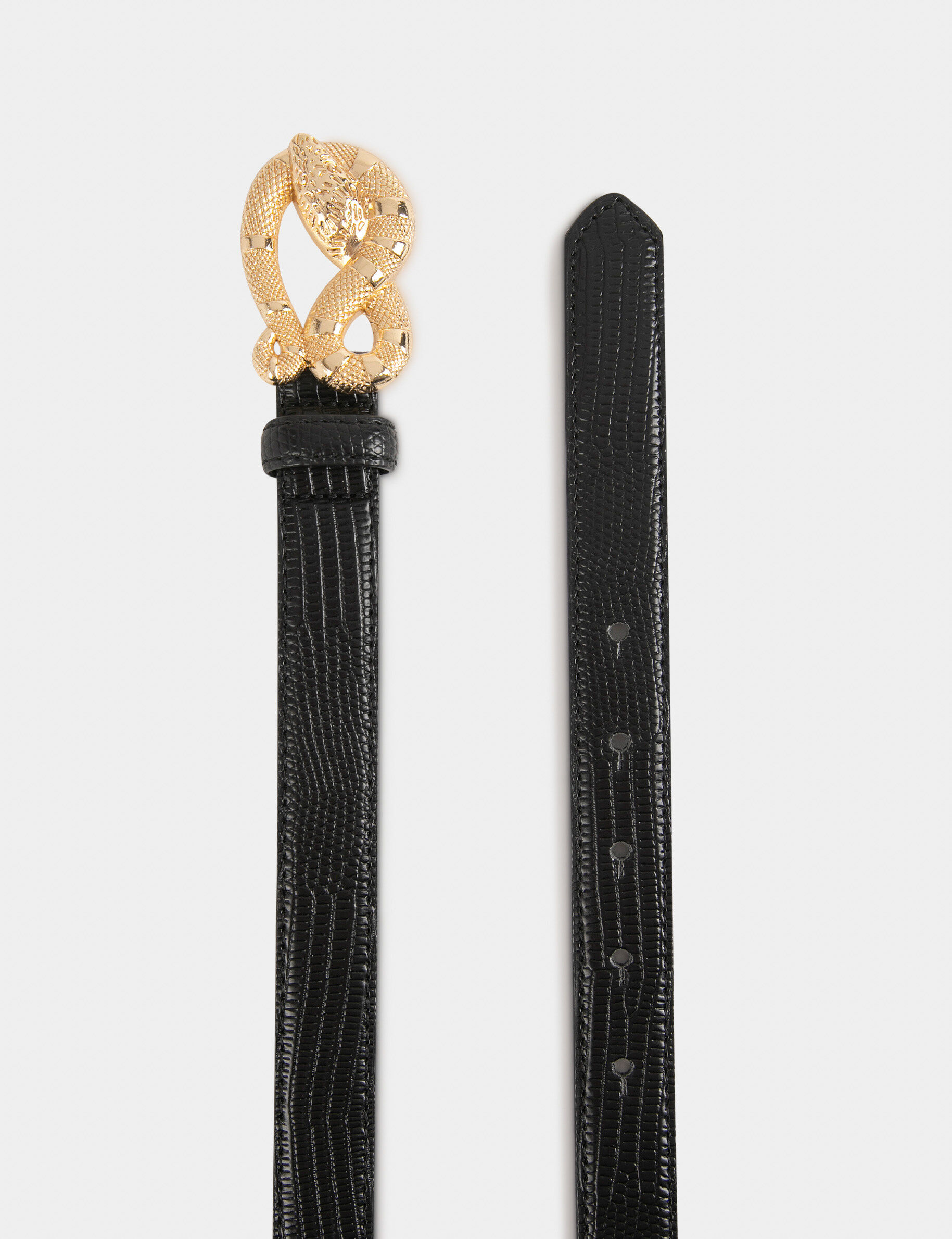 Ceinture effet python à boucle serpent noir femme - noir