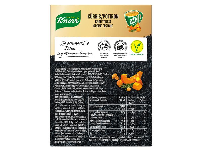 Knorr Quick Soup Kürbis, Croûtons und Crème Fraiche 3 Porti Kürbissuppe mit Croûtons und Crème fraîche