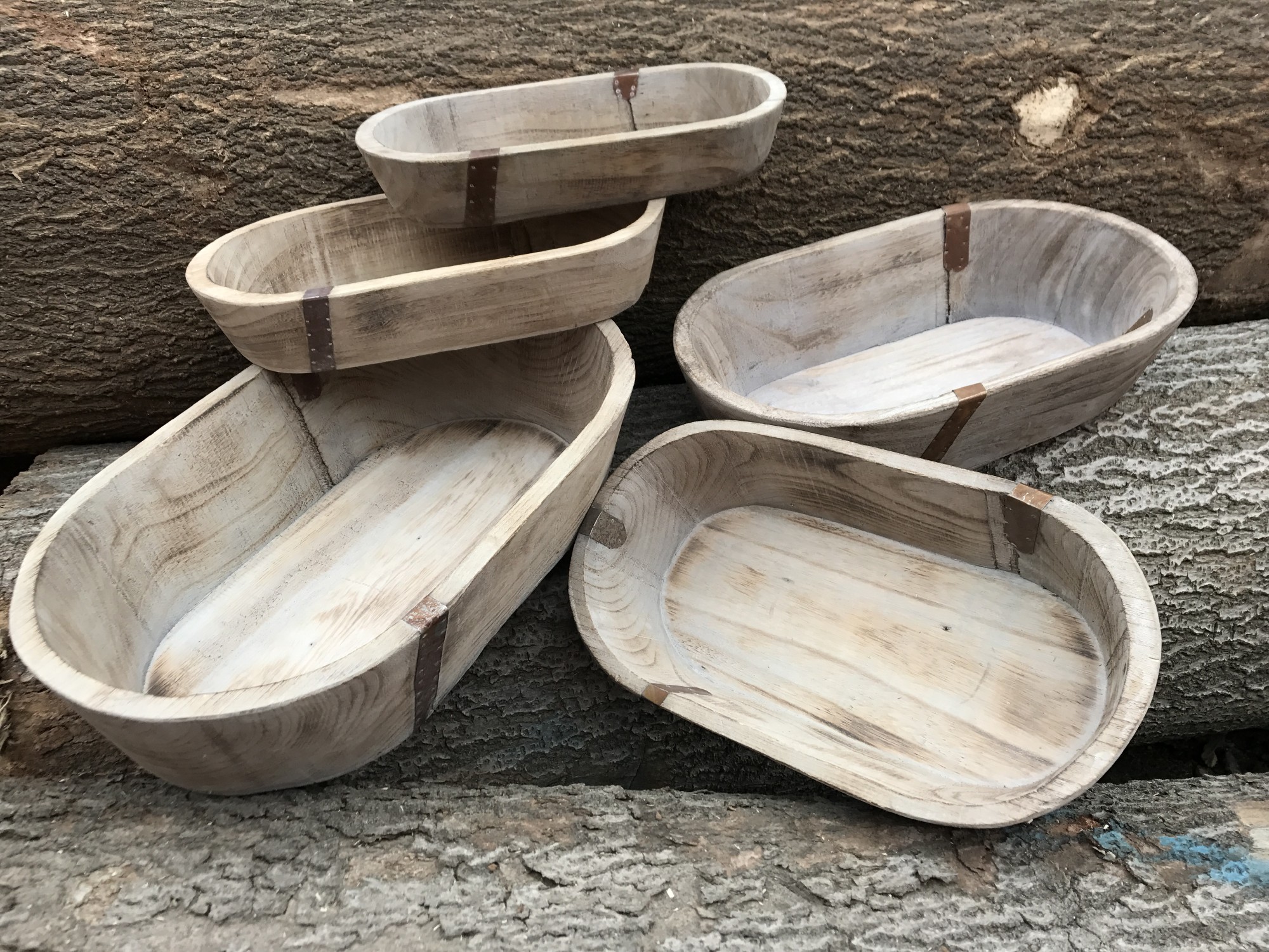 5er-Set Tablettschalen aus Holz von fischer's lagerhaus