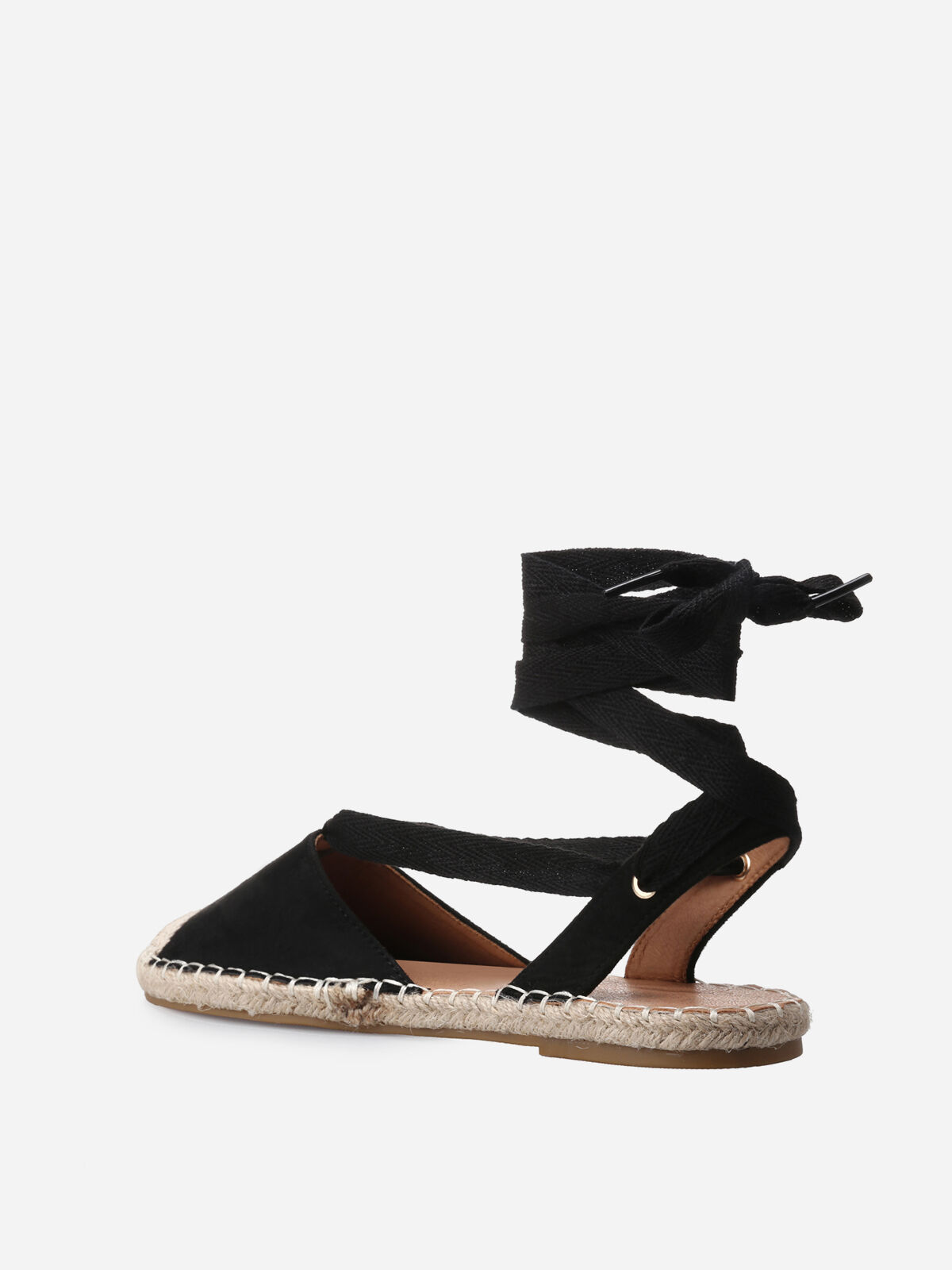 Espadrilles simili daim à lacets- Noir