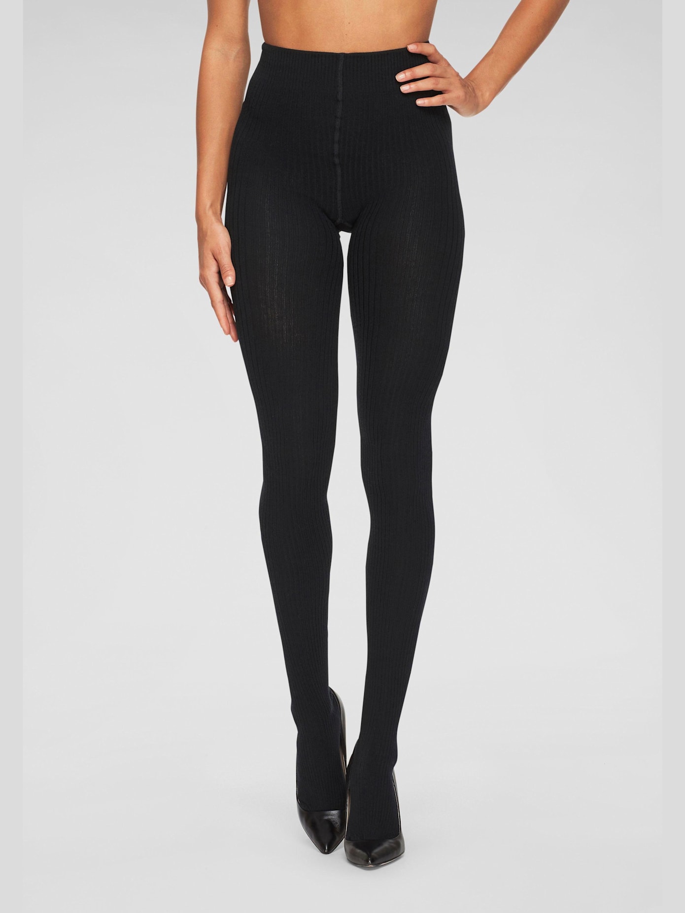Lot de 2 collants en tricot à structure côtelée