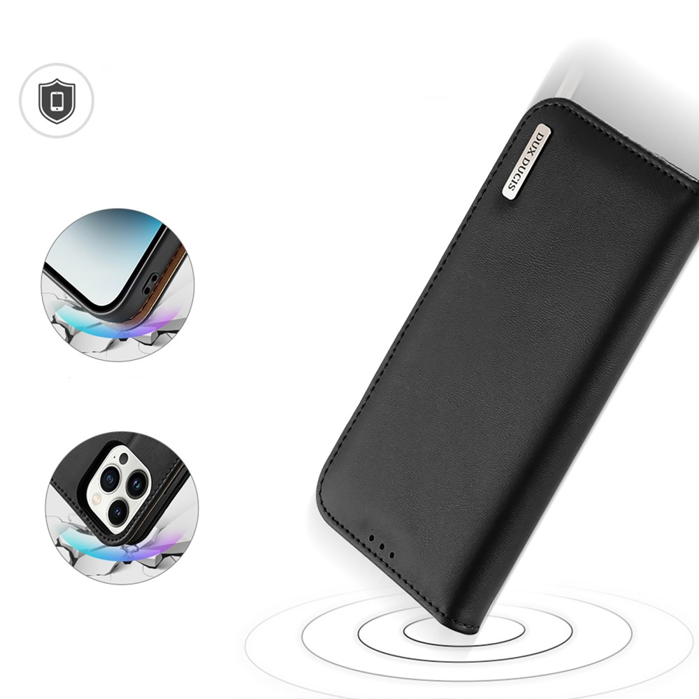 iPhone 15 Pro Flip Wallet Cover Echtleder Tasche (RFID Schutz) - Schwarz