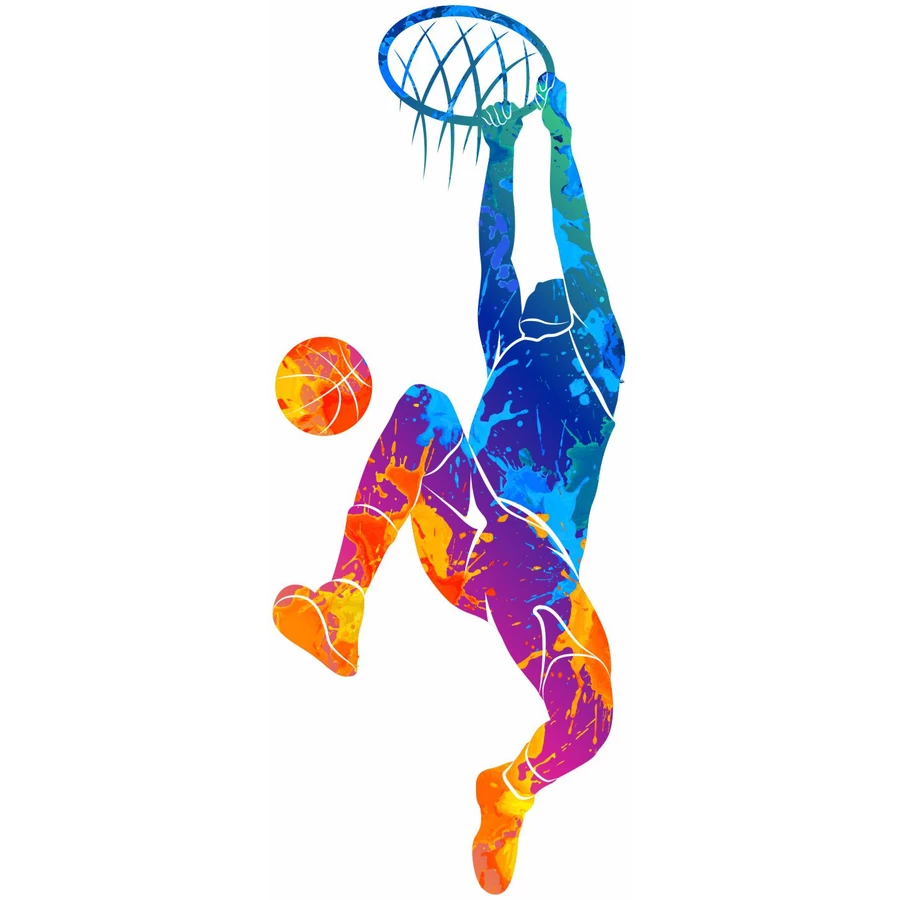 Nikima Wandtattoo 188 Basketball Korb bunt in 3 vers. Größen bunt