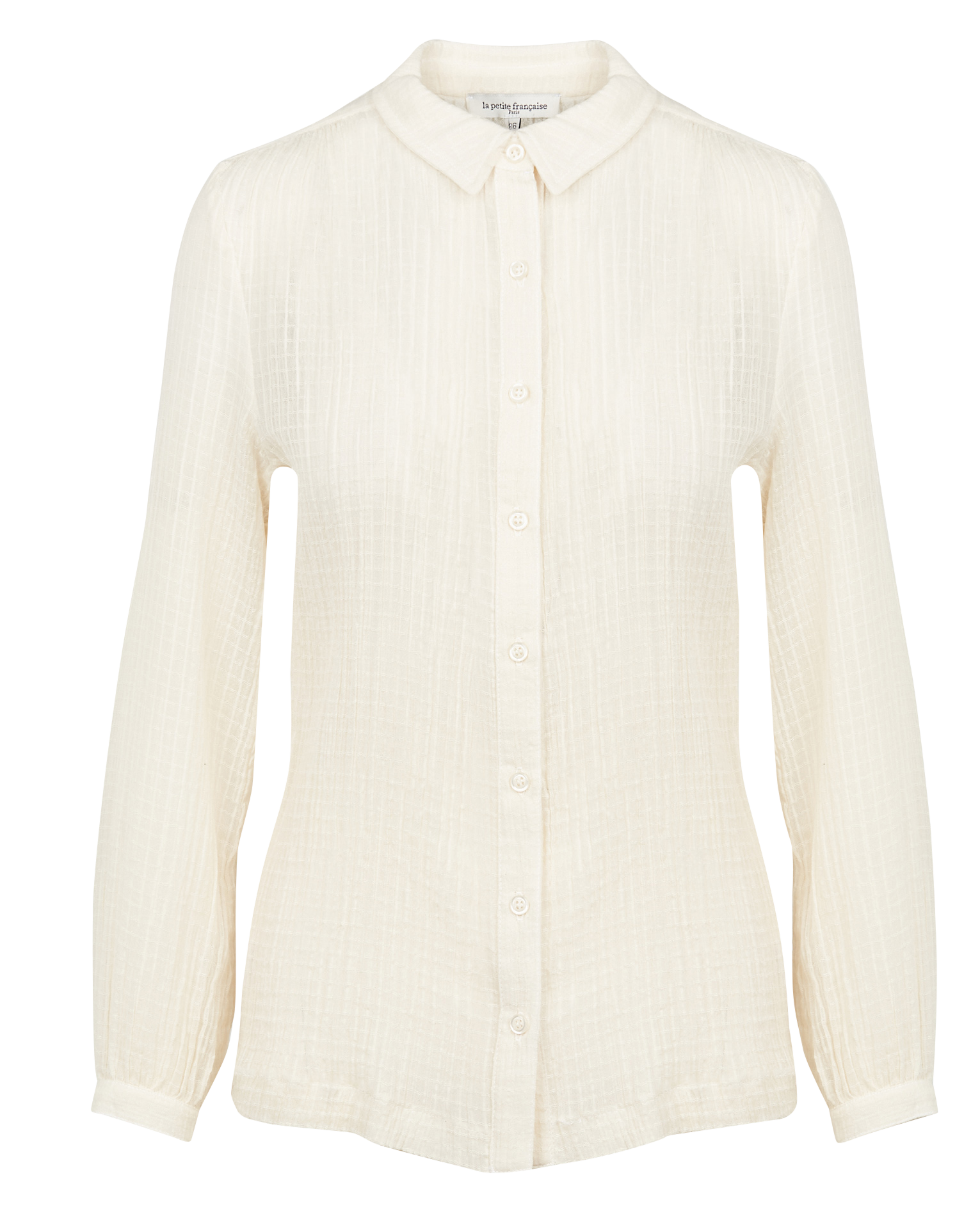 CANDICE - Chemise col classique à carreaux en coton| Blanc