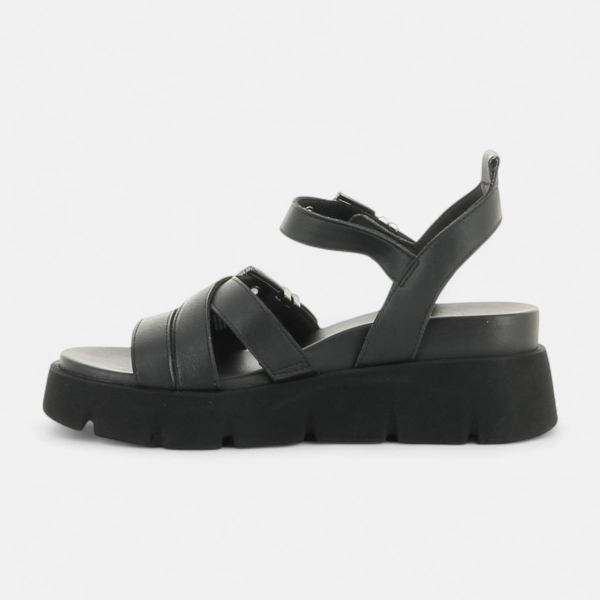 Sandales à talon compensé Femme noir